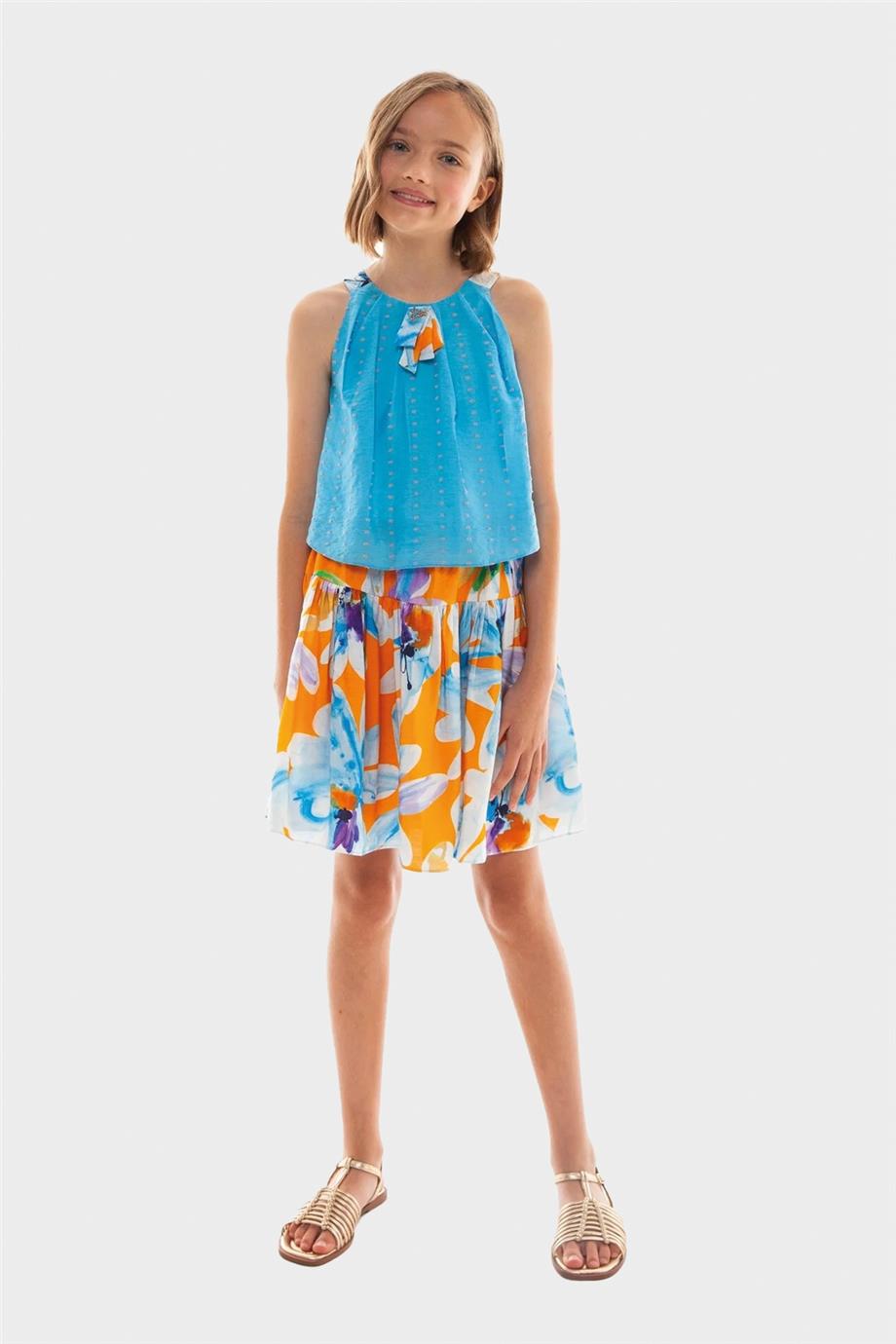 Girl Blue - Orange Skirt - BgStore