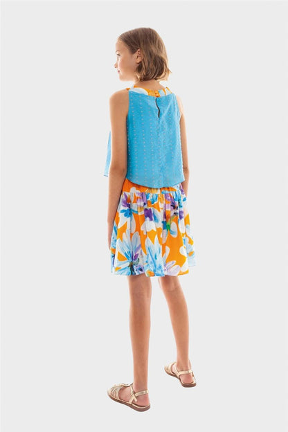 Girl Blue - Orange Skirt - BgStore