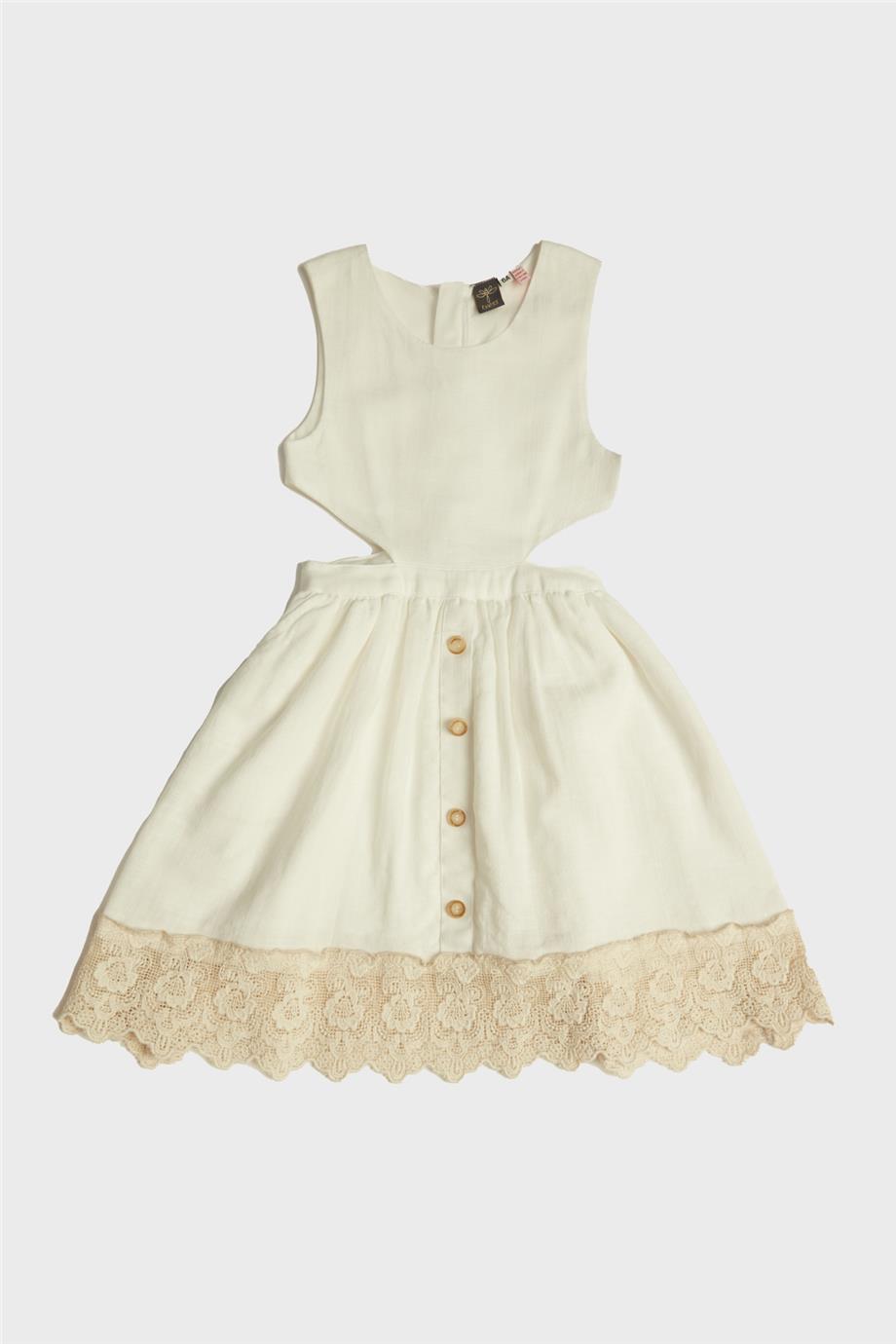 Girl Ecru Dress - BgStore