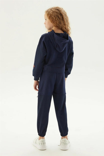 Girl Navy Blue Tracksuit Top - BgStore