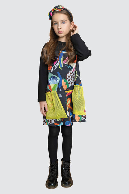 Girl Patterned Dress - BgStore