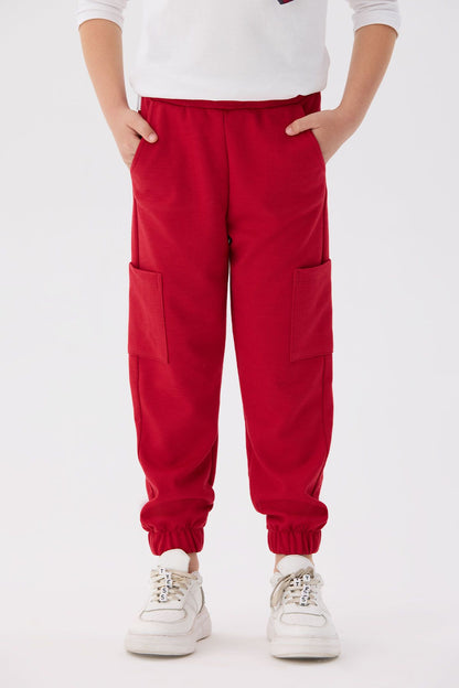 Girl Red Tracksuit Bottom - BgStore