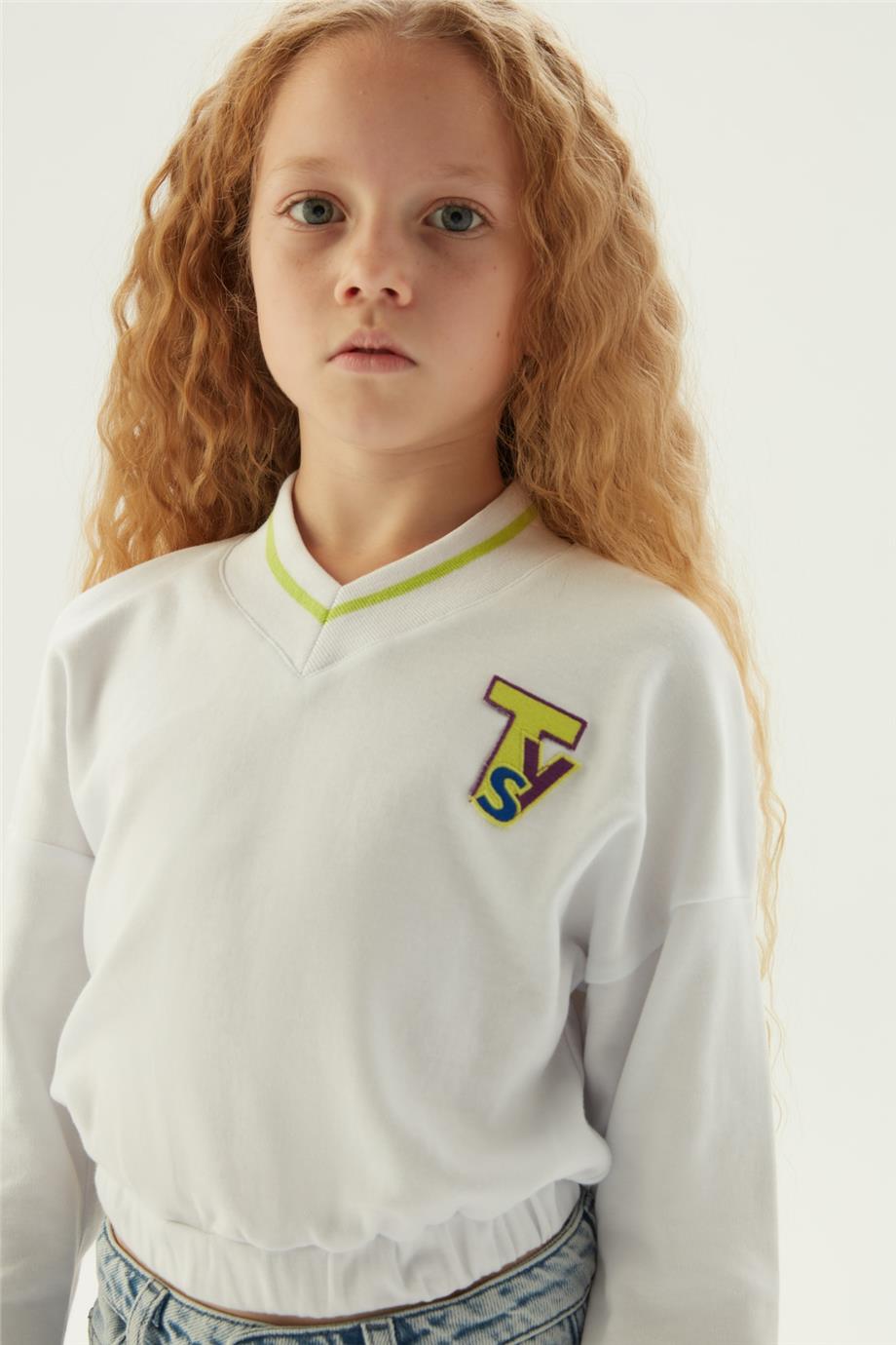 Girl White Tracksuit Top - BgStore