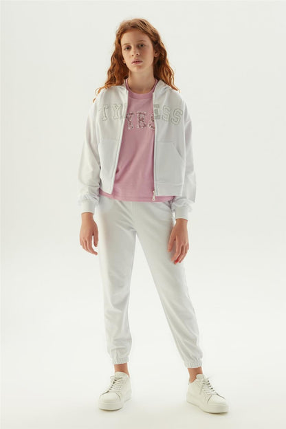 Girl White Tracksuit Top - BgStore